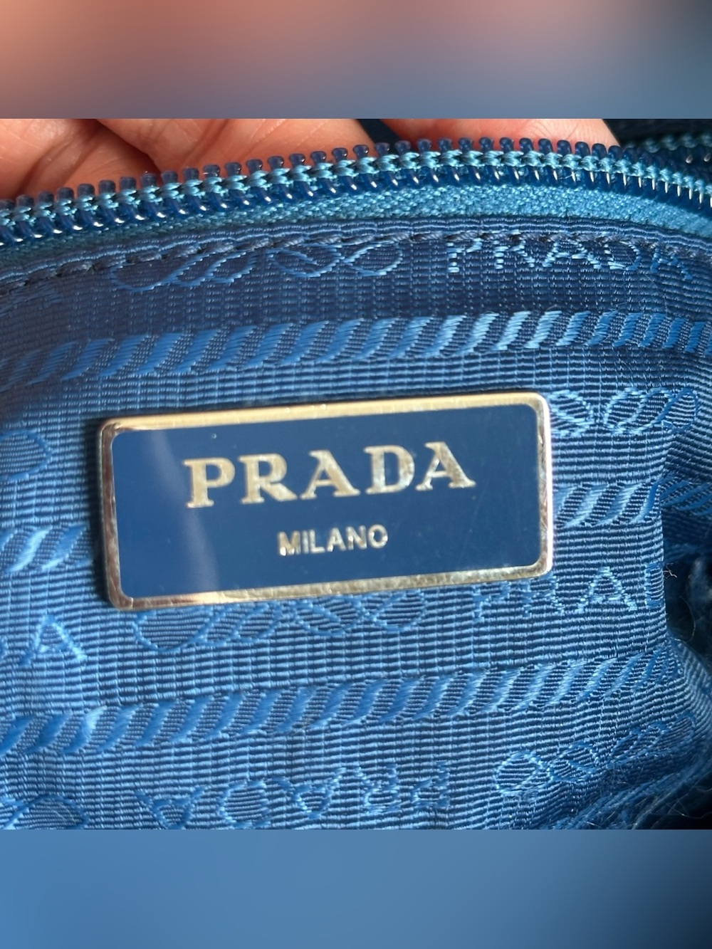 PRADA Azzurro Tessuto Nylon Robot Print Backpack 1BZ032 - Picture 4 of 14